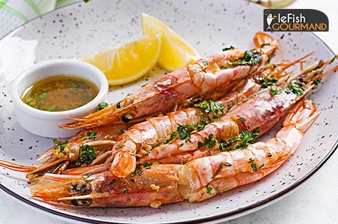 Grosses gambas sauvages d'argentine sautées à la plancha et leur sauce vierge lefishgourmand